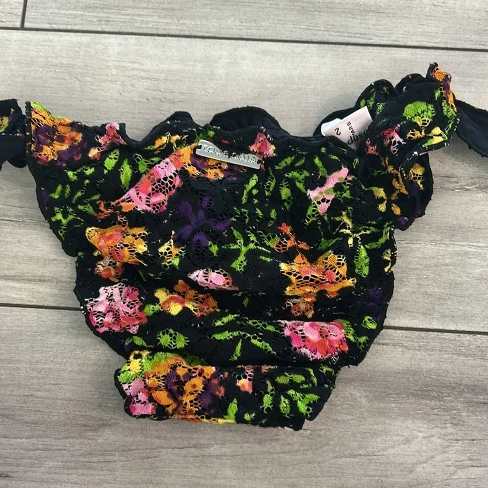 ROSAPOIS lace floral bikini swim bottoms size 2